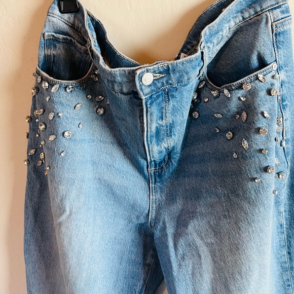 Loft Women’s Rhinestone High Rise Straight Jeans Size 14 - Picture 4 of 6